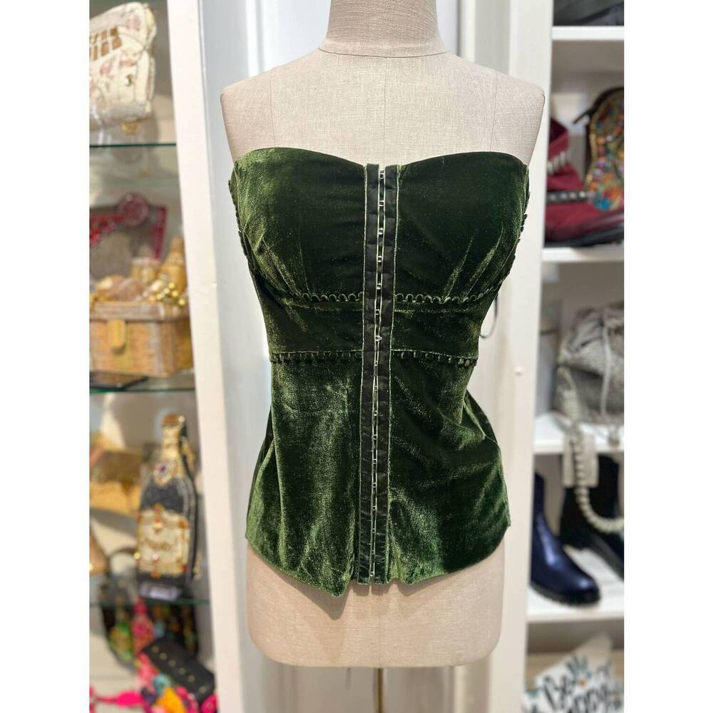 NEW BYRON LARS velvet bustier in holly